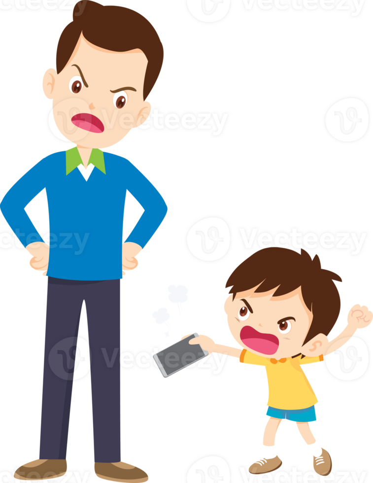 Child getting irritated when parents ask them to put down the phone png