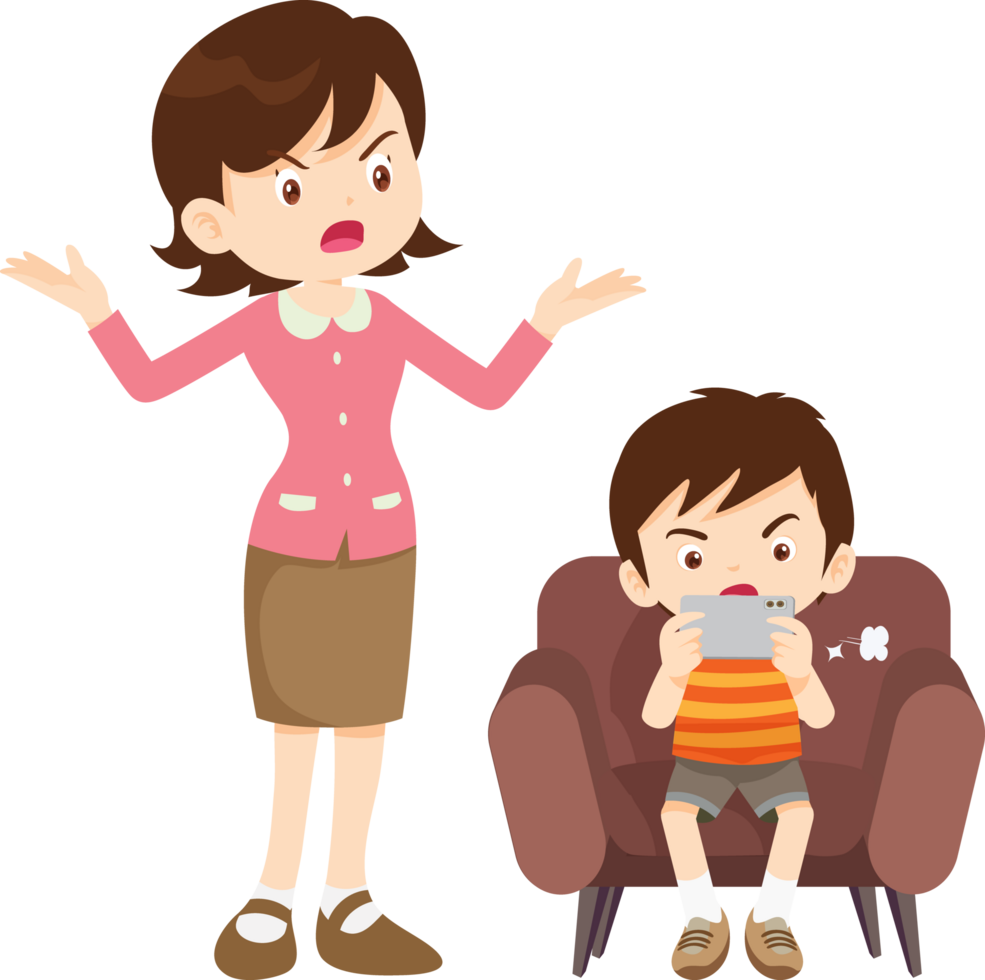 Parents feeling heartbroken as their child prefers a screen over family bonding png