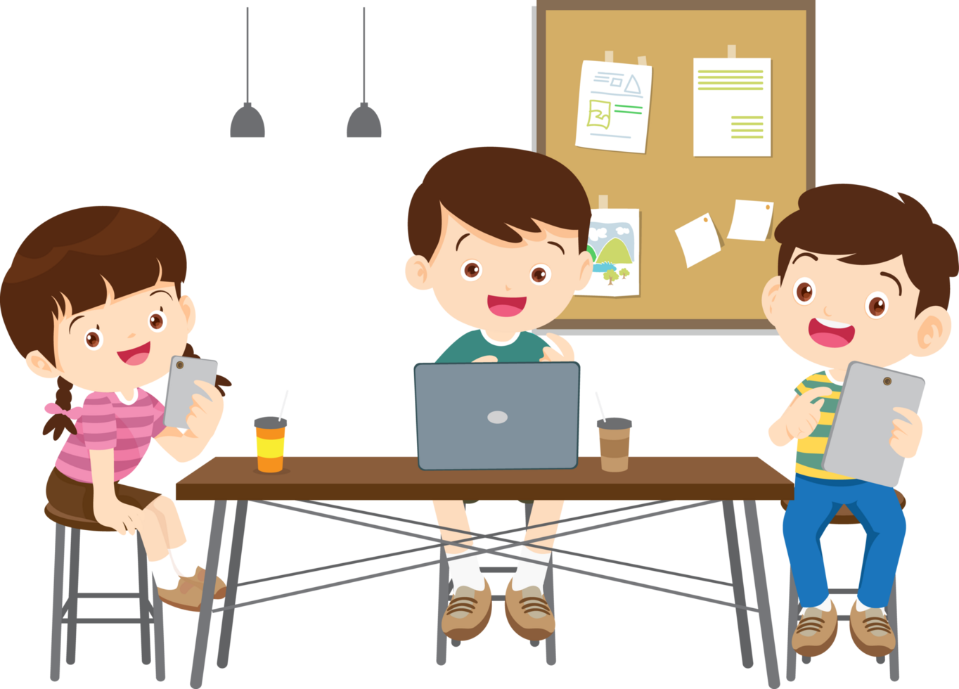 Children improving problem-solving skills through digital puzzles png