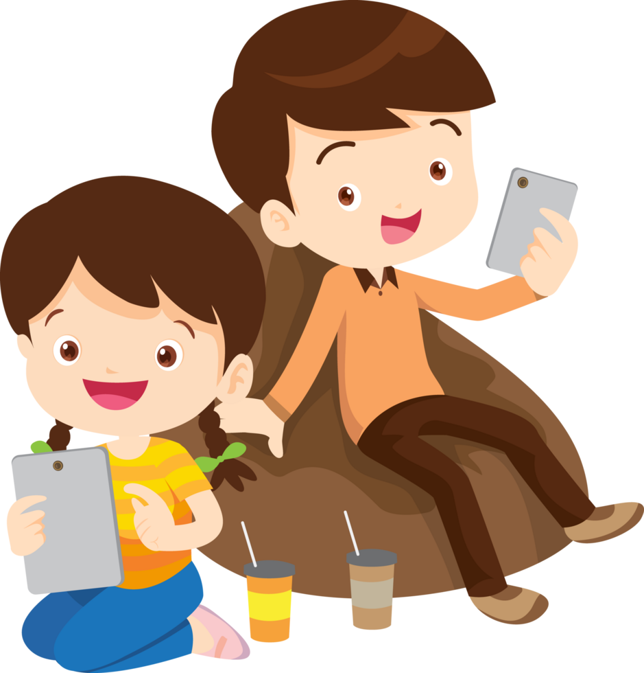 Children using an interactive app for learning mathematics png