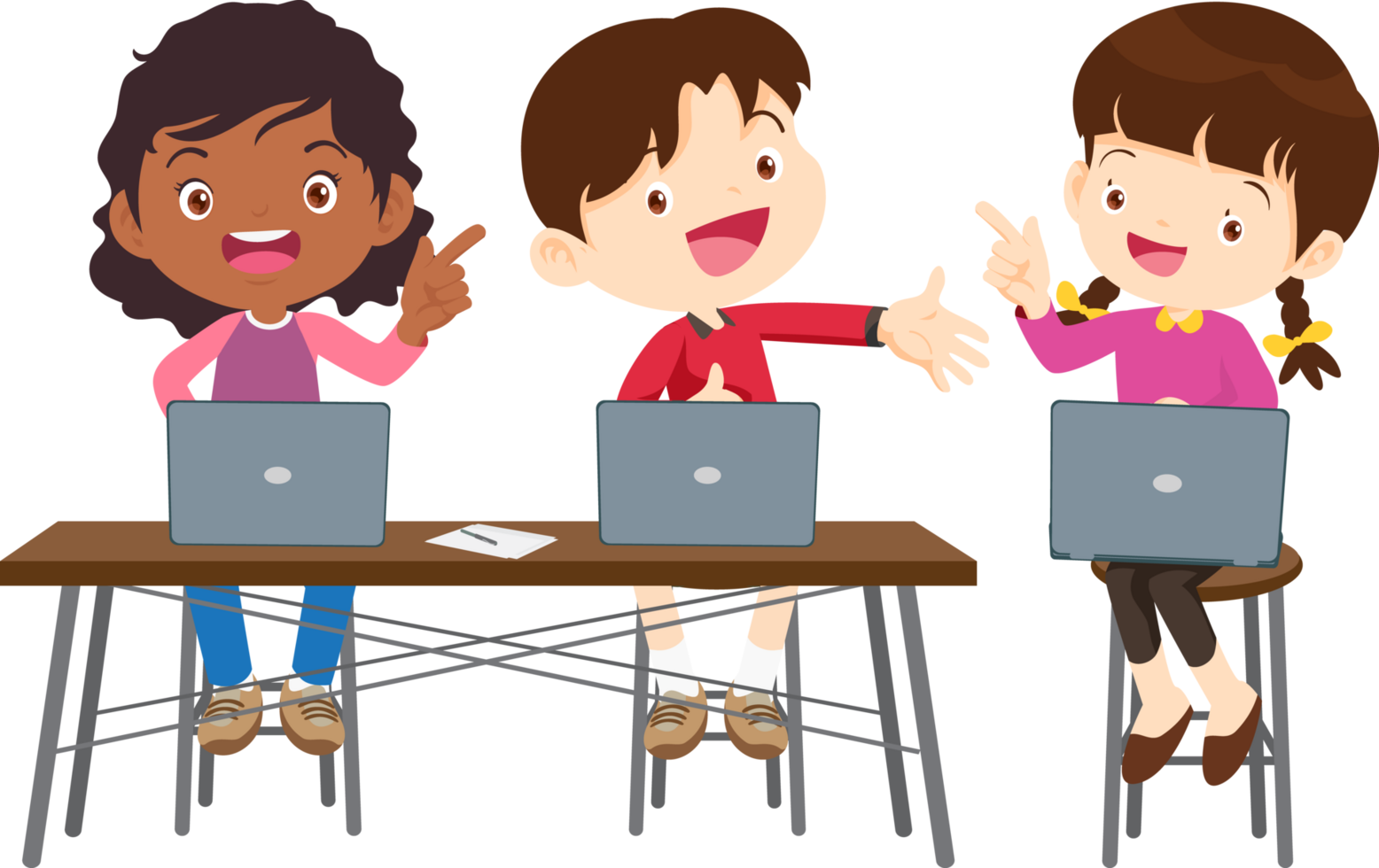 Tech-savvy students engaged in an exciting coding lesson png