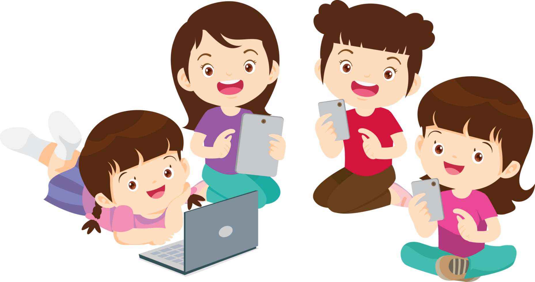 Digital knowledge Kids exploring educational content online png