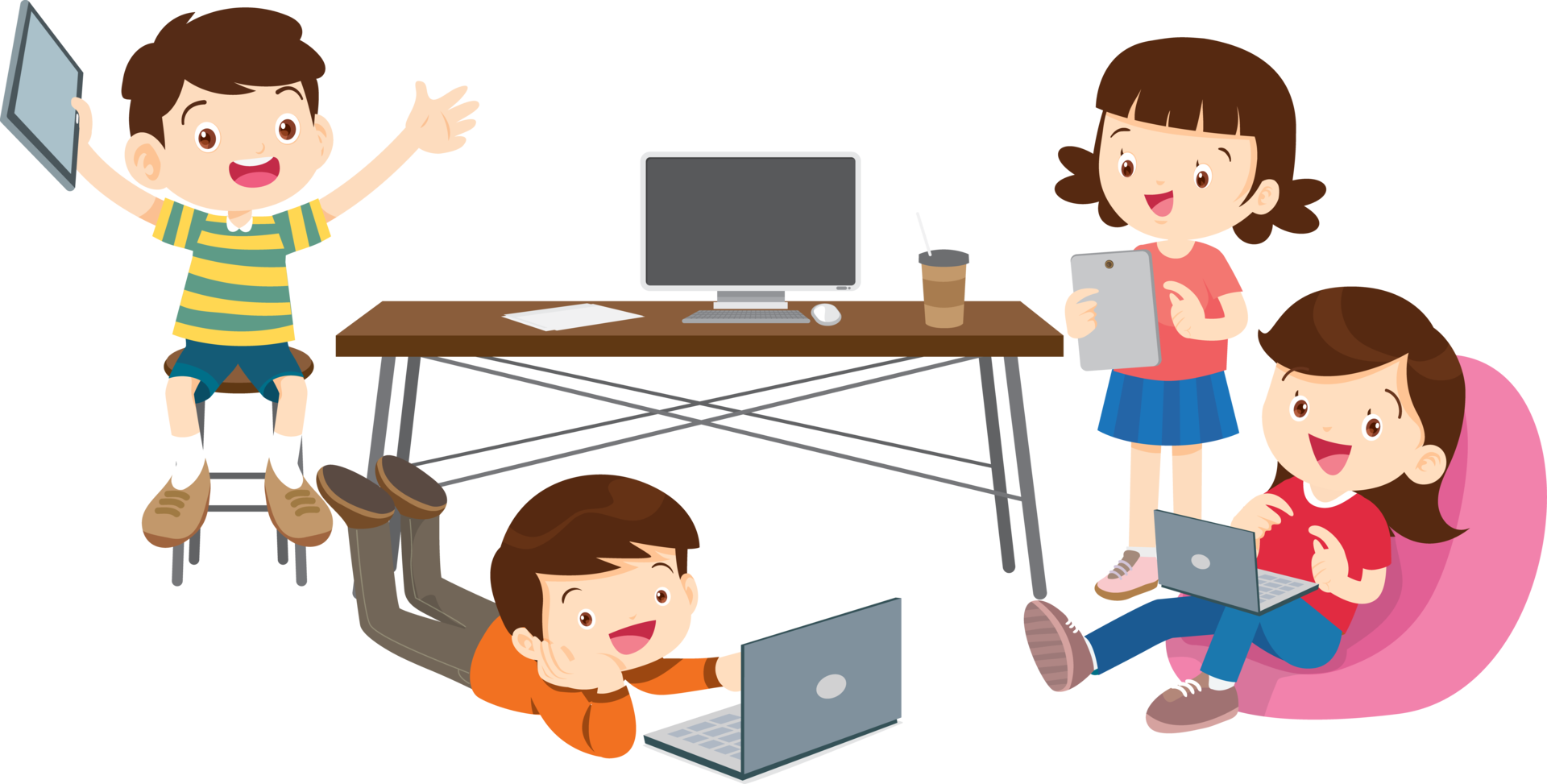 Modern education Kids using technology to enhance their studies png
