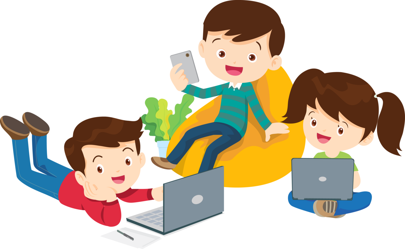 Young learners solving puzzles in an educational game online png
