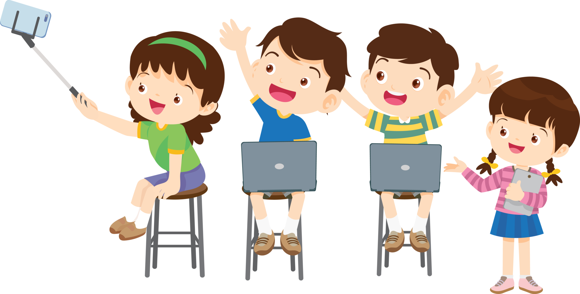 Children improving their creativity through a digital drawing app png