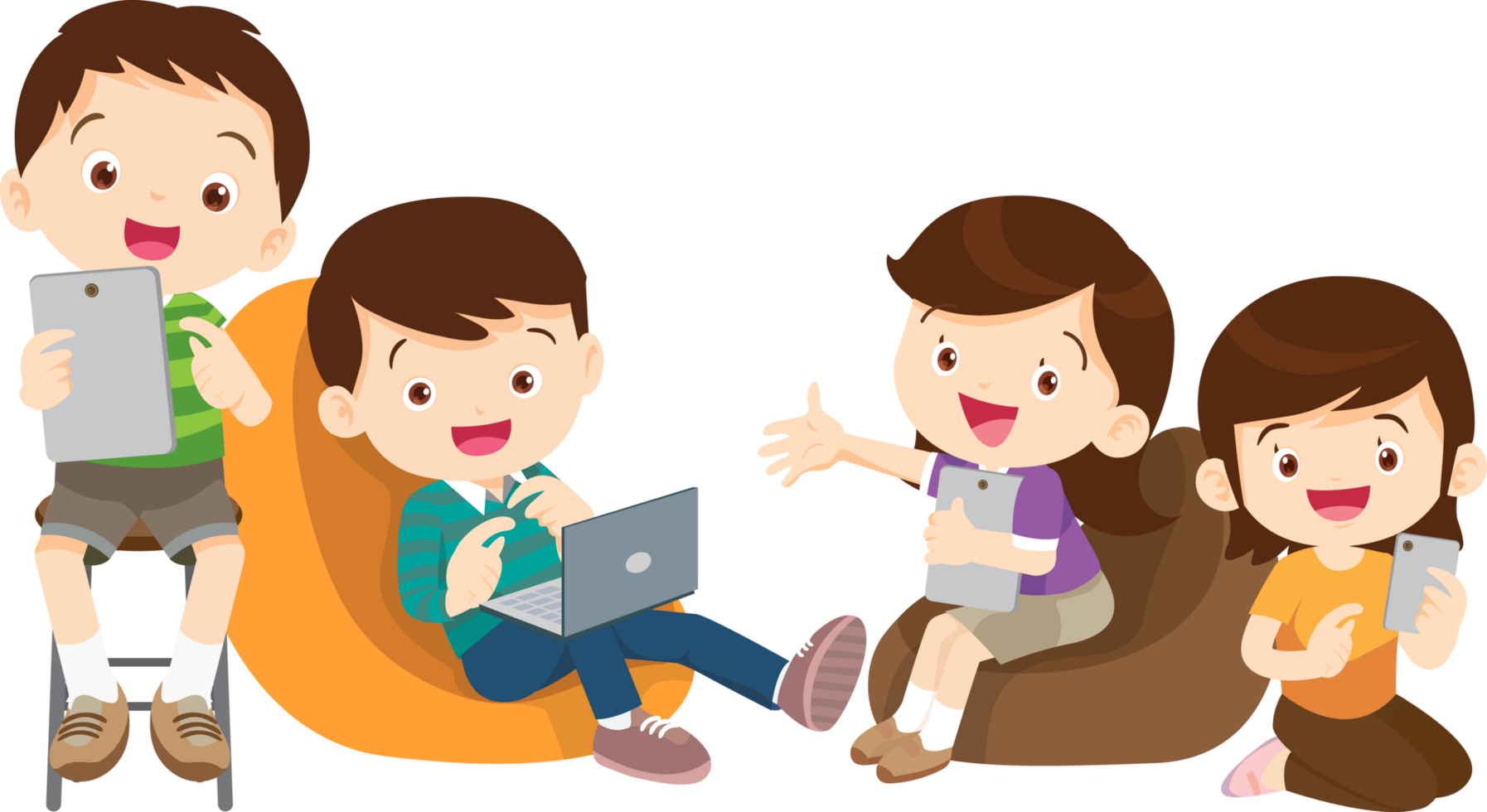 Students laughing and enjoying a gamified coding lesson png