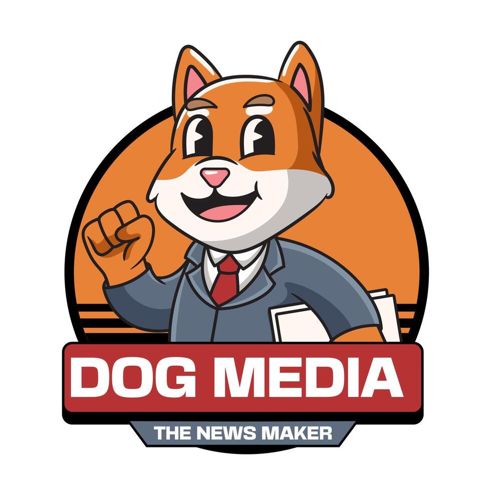 Cute Shiba Inu Dog News Maker holding Briefcase Mascot Cartoon Character Illustration vector