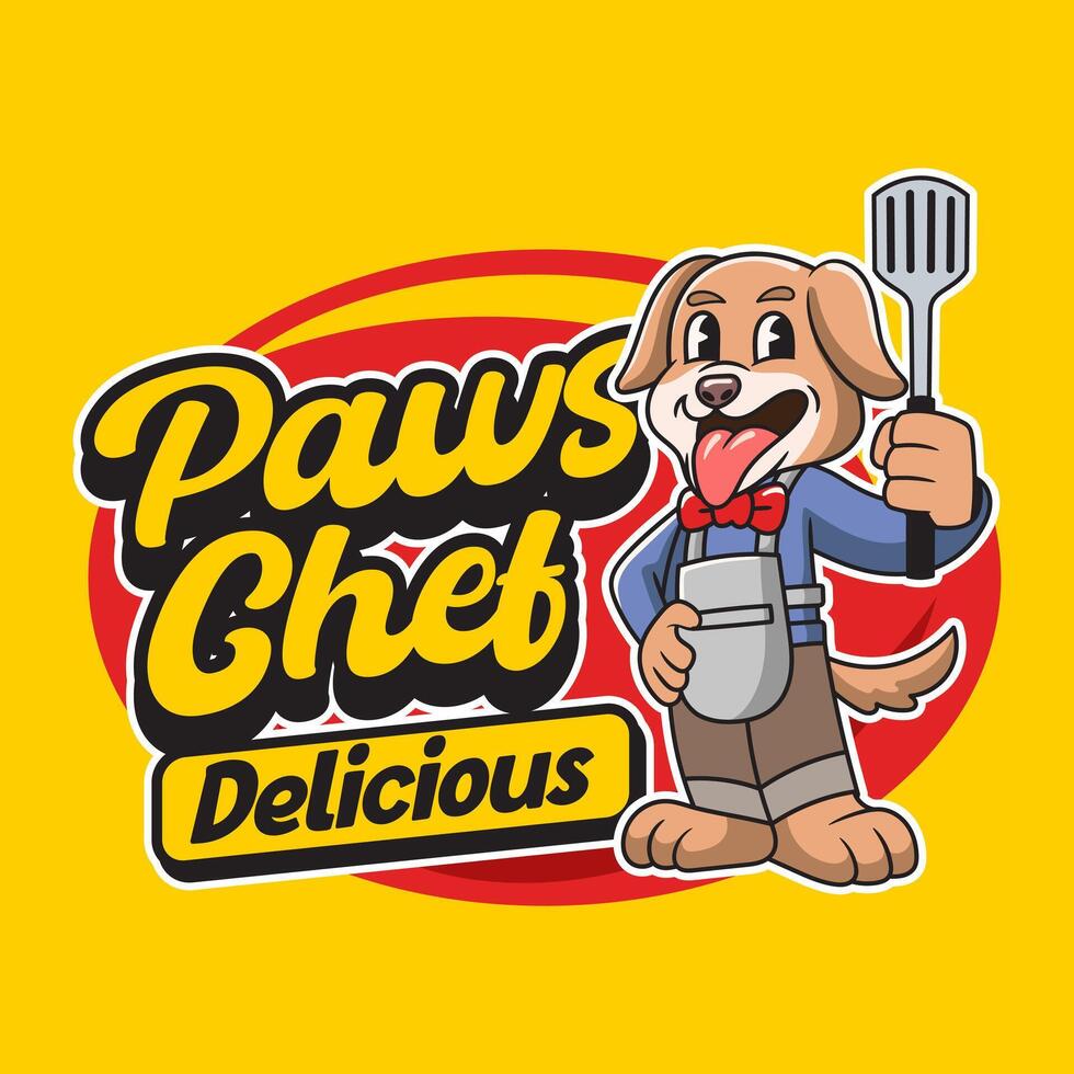 Happy Beagle Dog Chef with Burger and Taco Elements Mascot Cartoon Character Illustration vector
