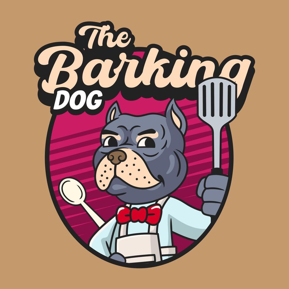 Cute Bulldog Chef Mascot Cartoon Character Illustration vector