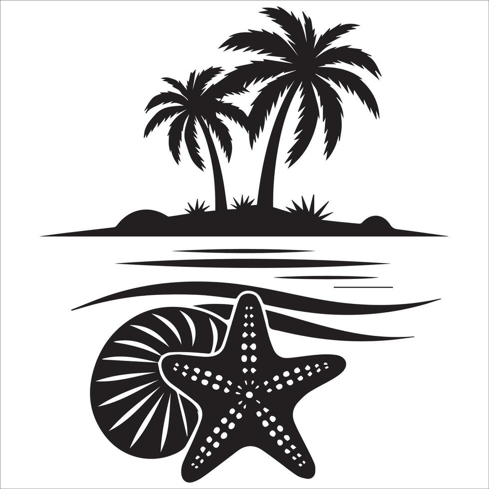 Serene Beach Landscape Illustration vector