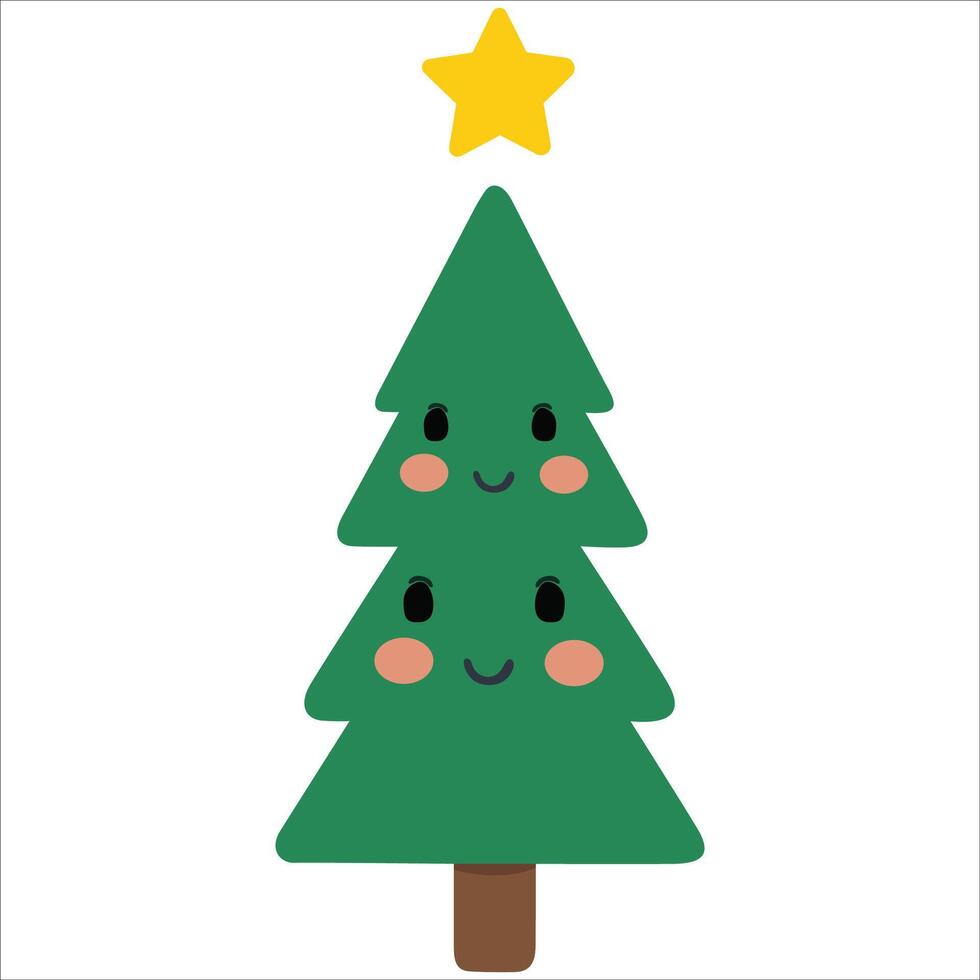 Festive Tree with a Smile Illustration vector