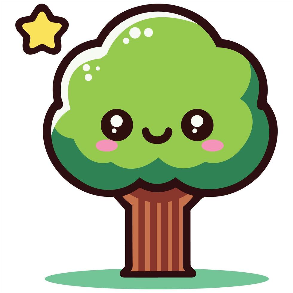 Smiley Tree with Christmas Lights Illustration vector