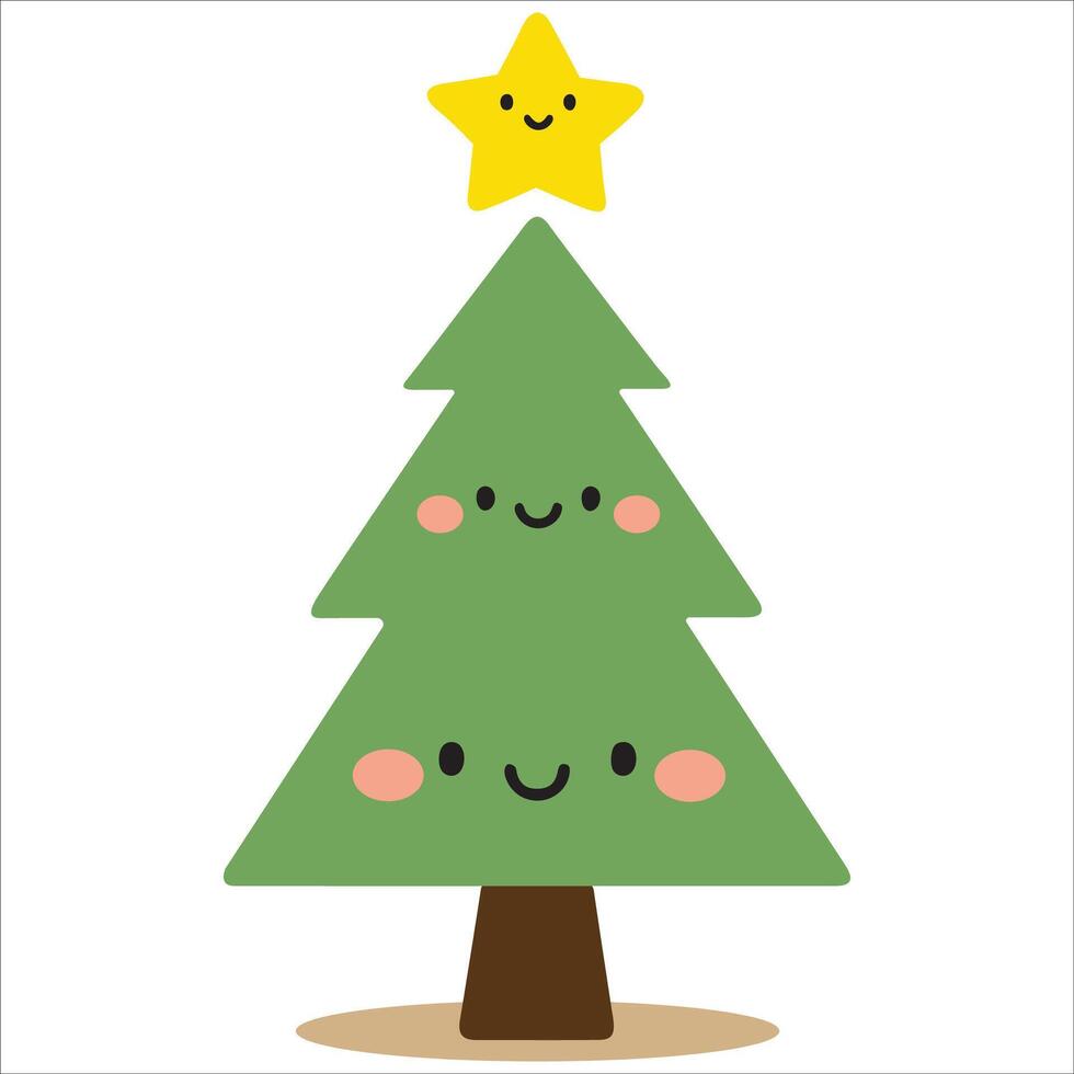 Christmas Tree with Happy Face Illustration vector