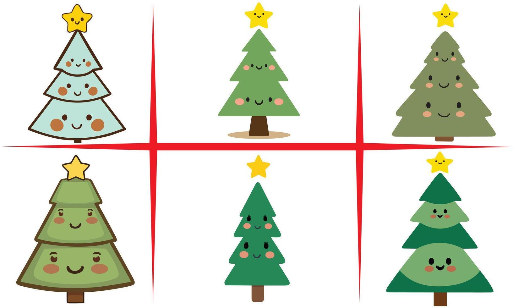 Christmas Tree Happiness Illustration Set vector