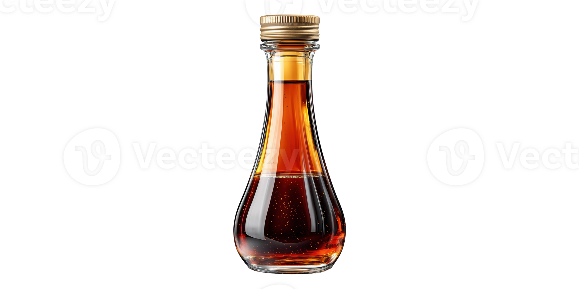Elegant glass bottle with amber liquid isolated on transparent background png