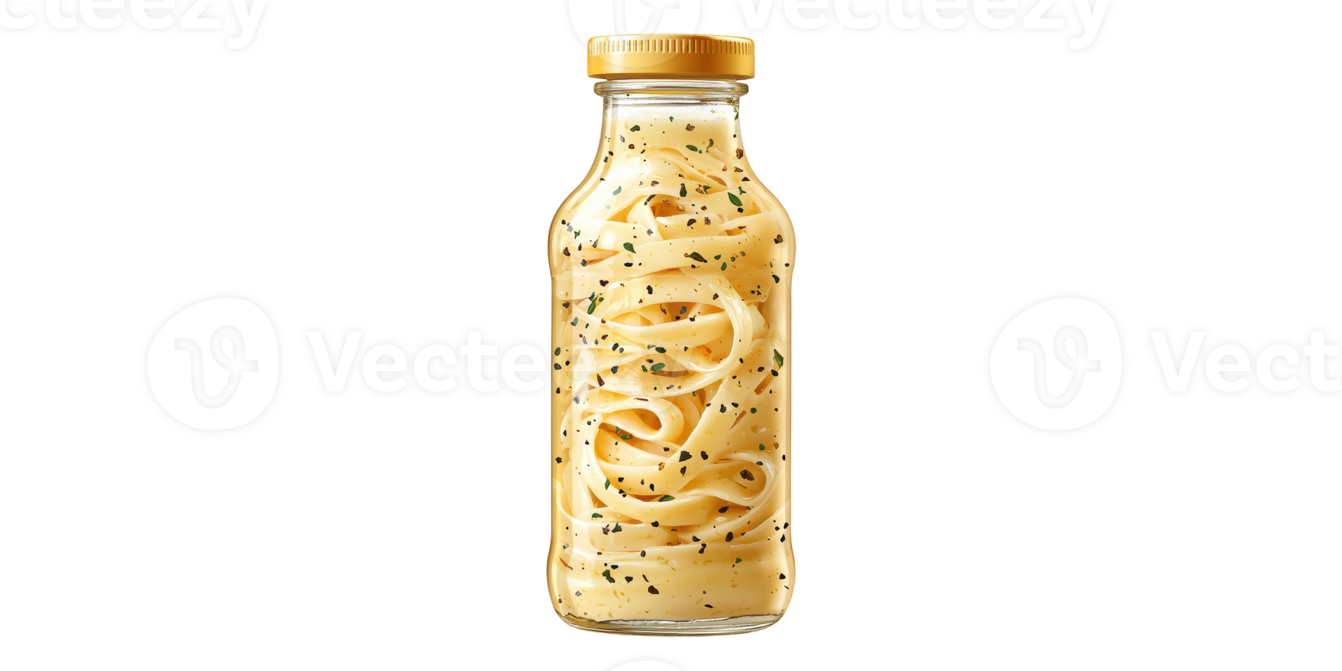 Spaghetti with sauce in glass bottle isolated on transparent background png