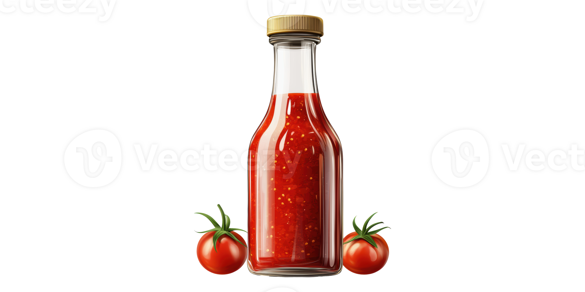 Tomato sauce bottle with tomatoes isolated on transparent background png