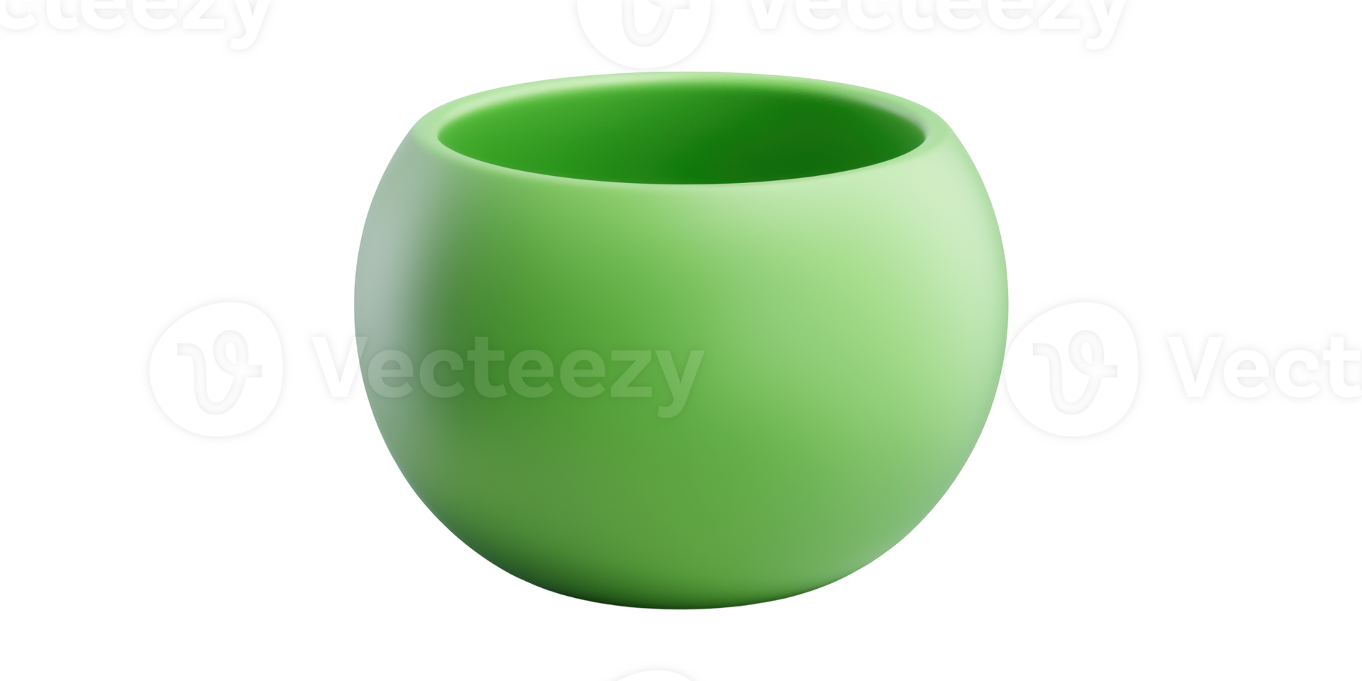 Round green pottery vase isolated on transparent background png