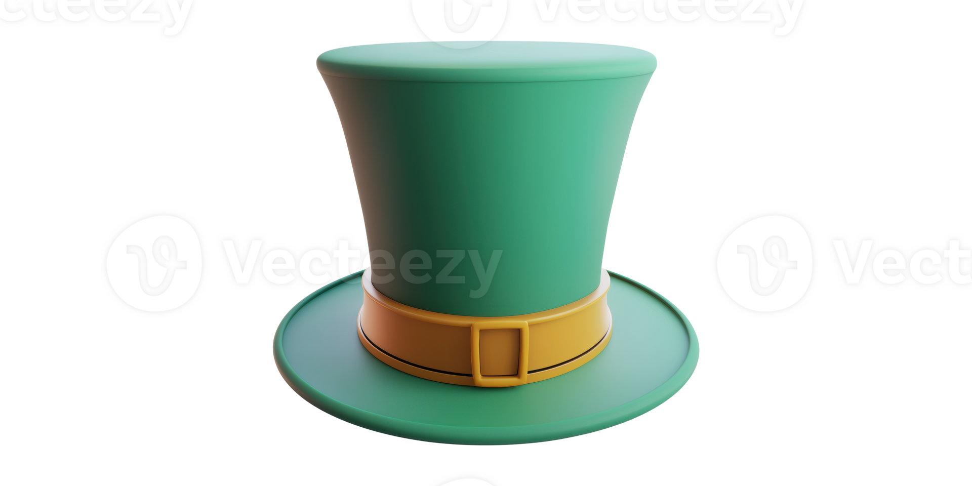 Green leprechaun hat with gold buckle isolated on transparent background png