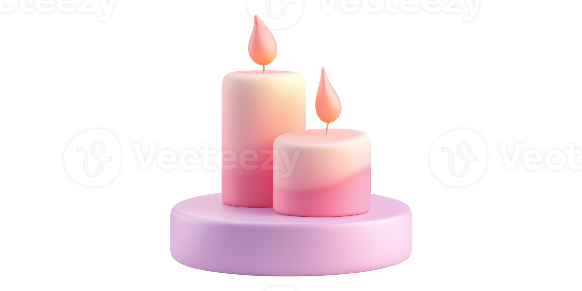 Gradient pink candles isolated on transparent background png