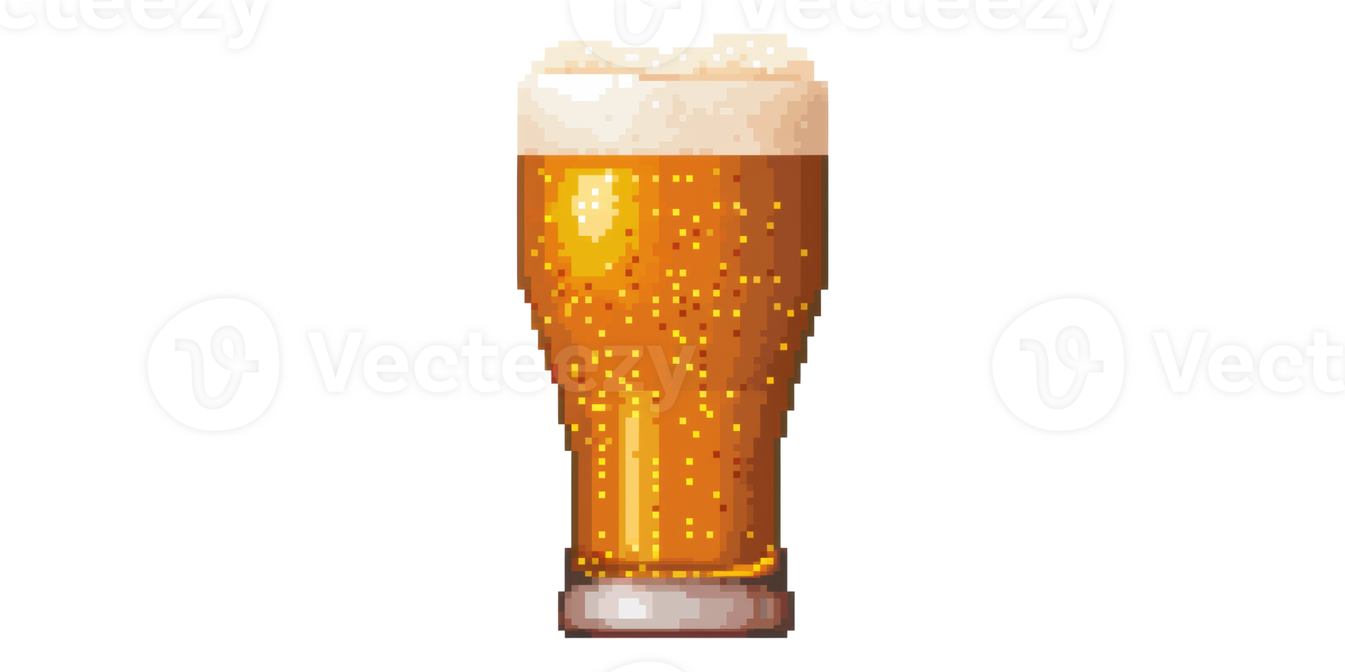 Pixel art beer glass with foam isolated on transparent background png