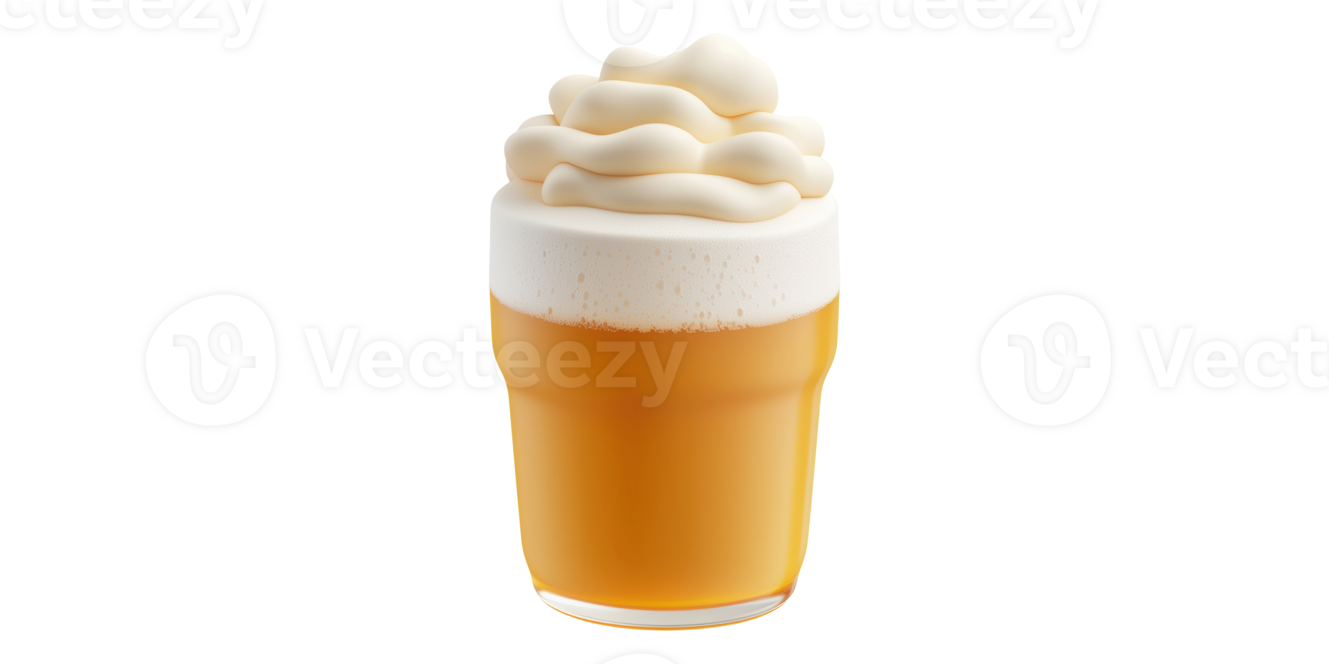 Glass of beer with frothy head isolated on transparent background png