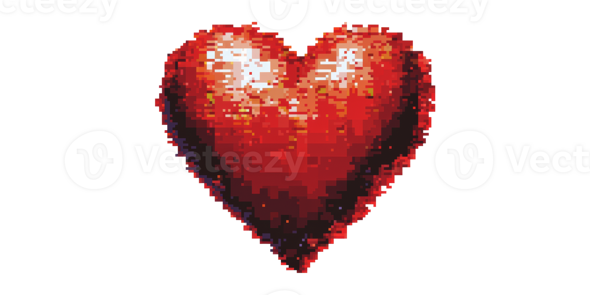 Pixelated red heart icon isolated on transparent background png