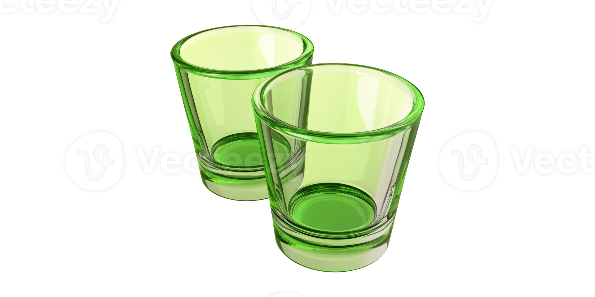 Green glass shot glasses isolated on transparent background png