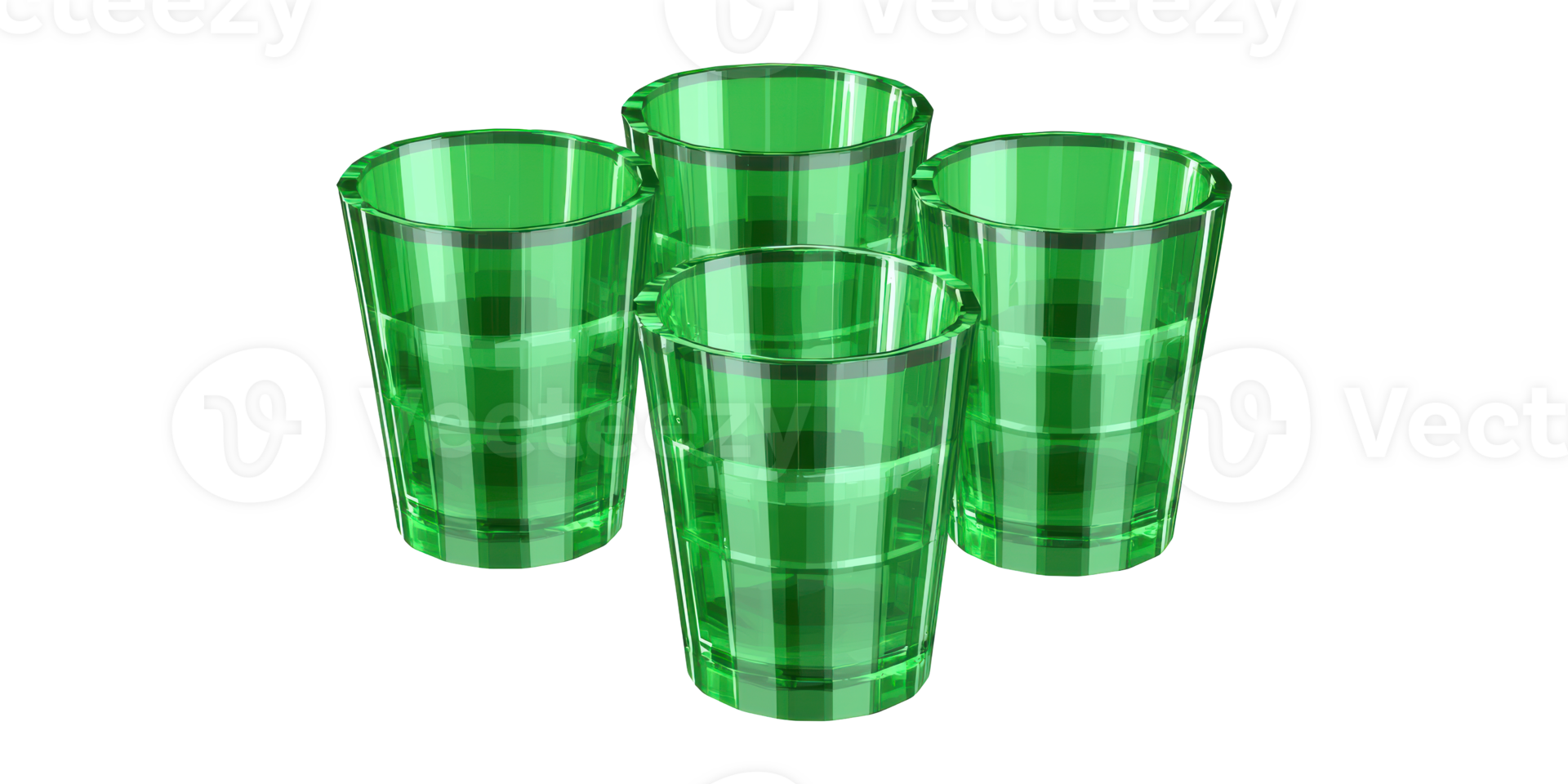 Green shot glasses set isolated on transparent background png