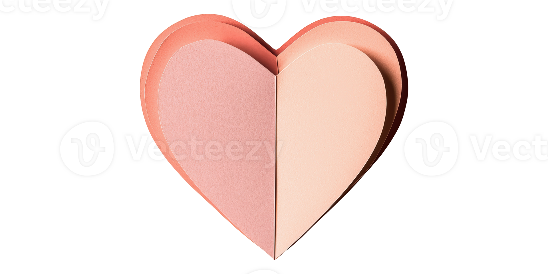 Layered pink and peach heart shape isolated on transparent background png