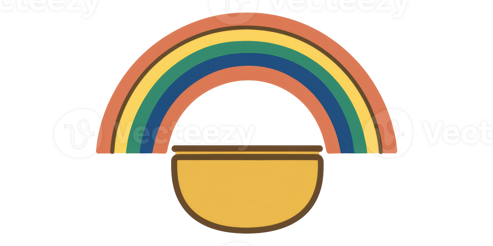Colorful rainbow over yellow pot isolated on transparent background png
