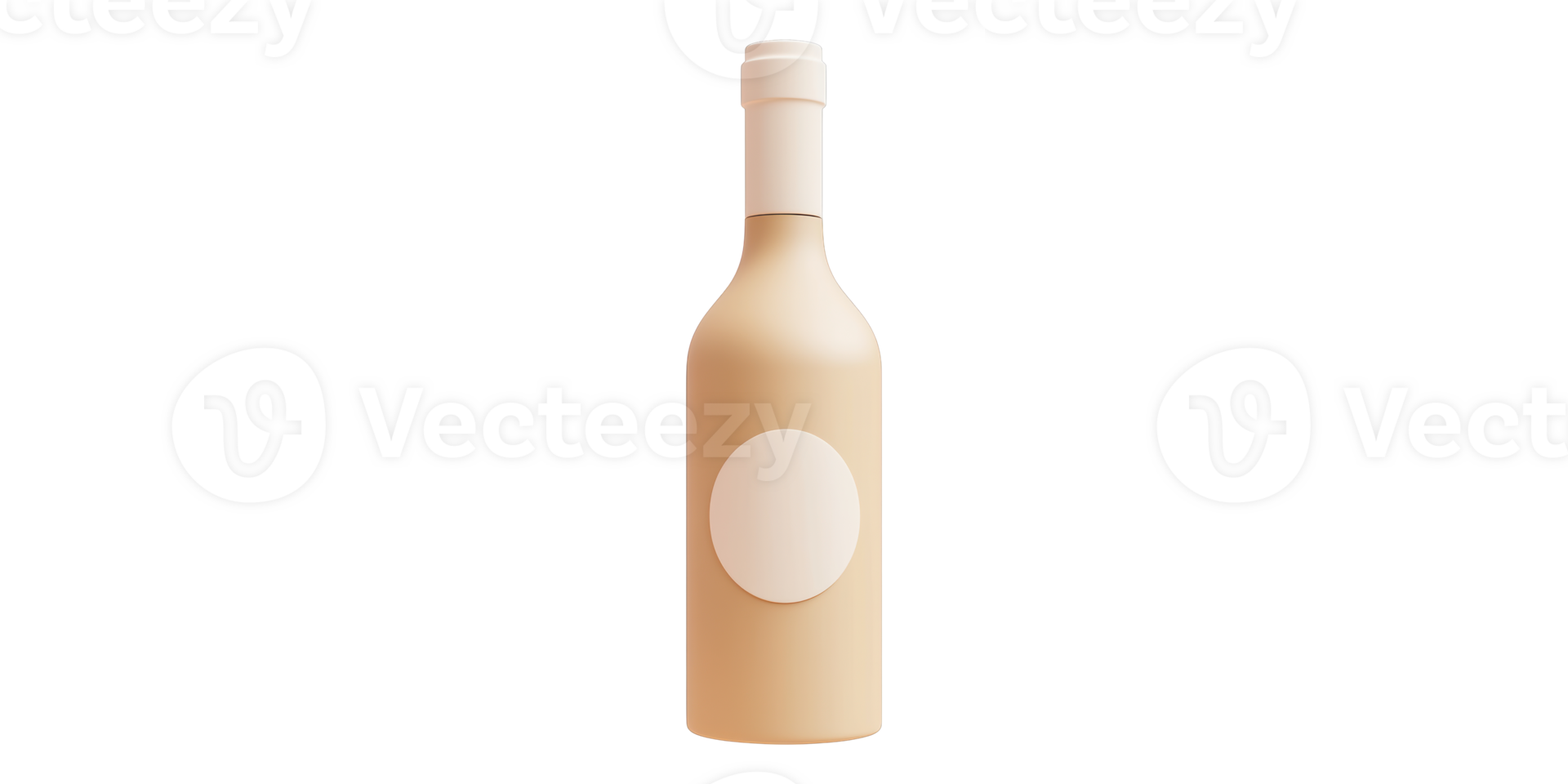 Beige wine bottle with blank label isolated on transparent background png