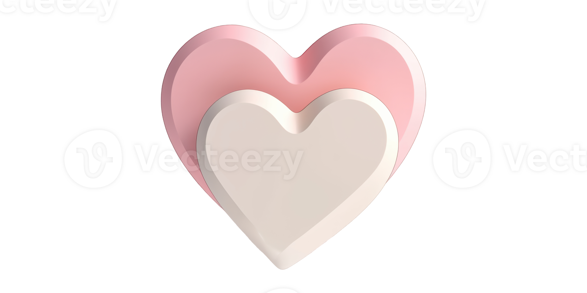 Two layered heart shapes with pink and white colors isolated on transparent background png