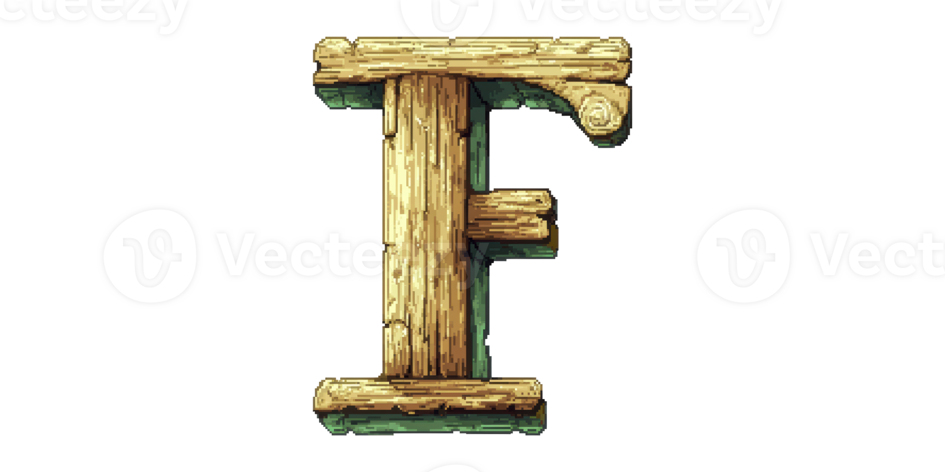 Wooden letter f with rustic texture isolated on transparent background png