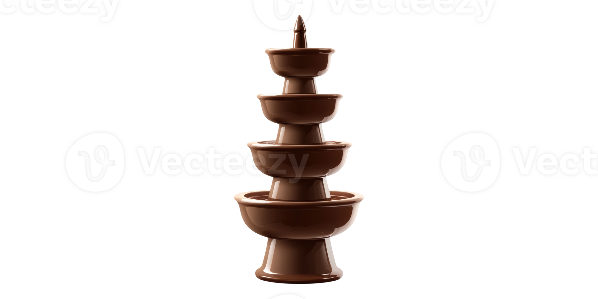 Chocolate fountain with four tiers isolated on transparent background png