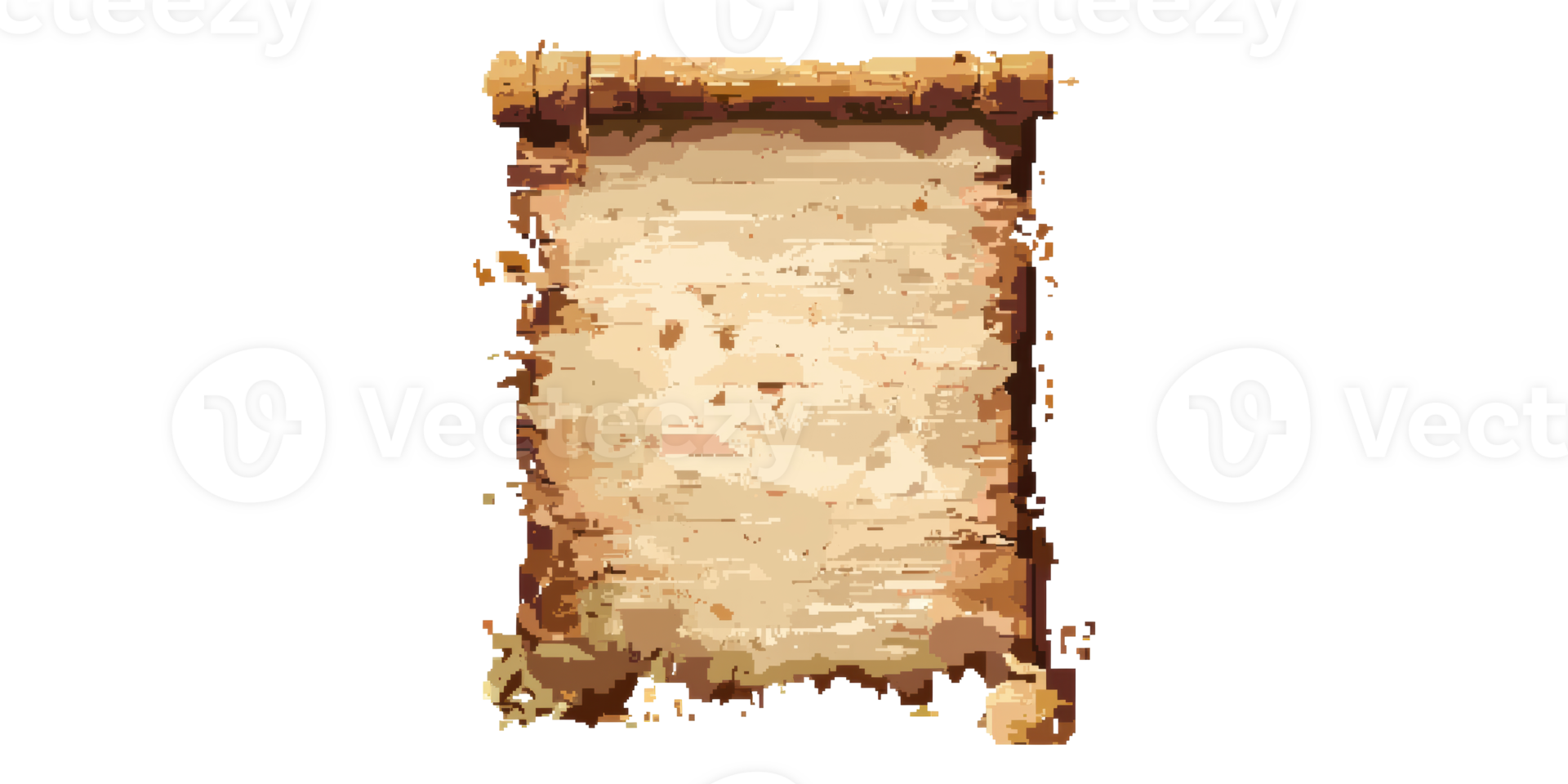 Ancient scroll with worn texture isolated on transparent background png