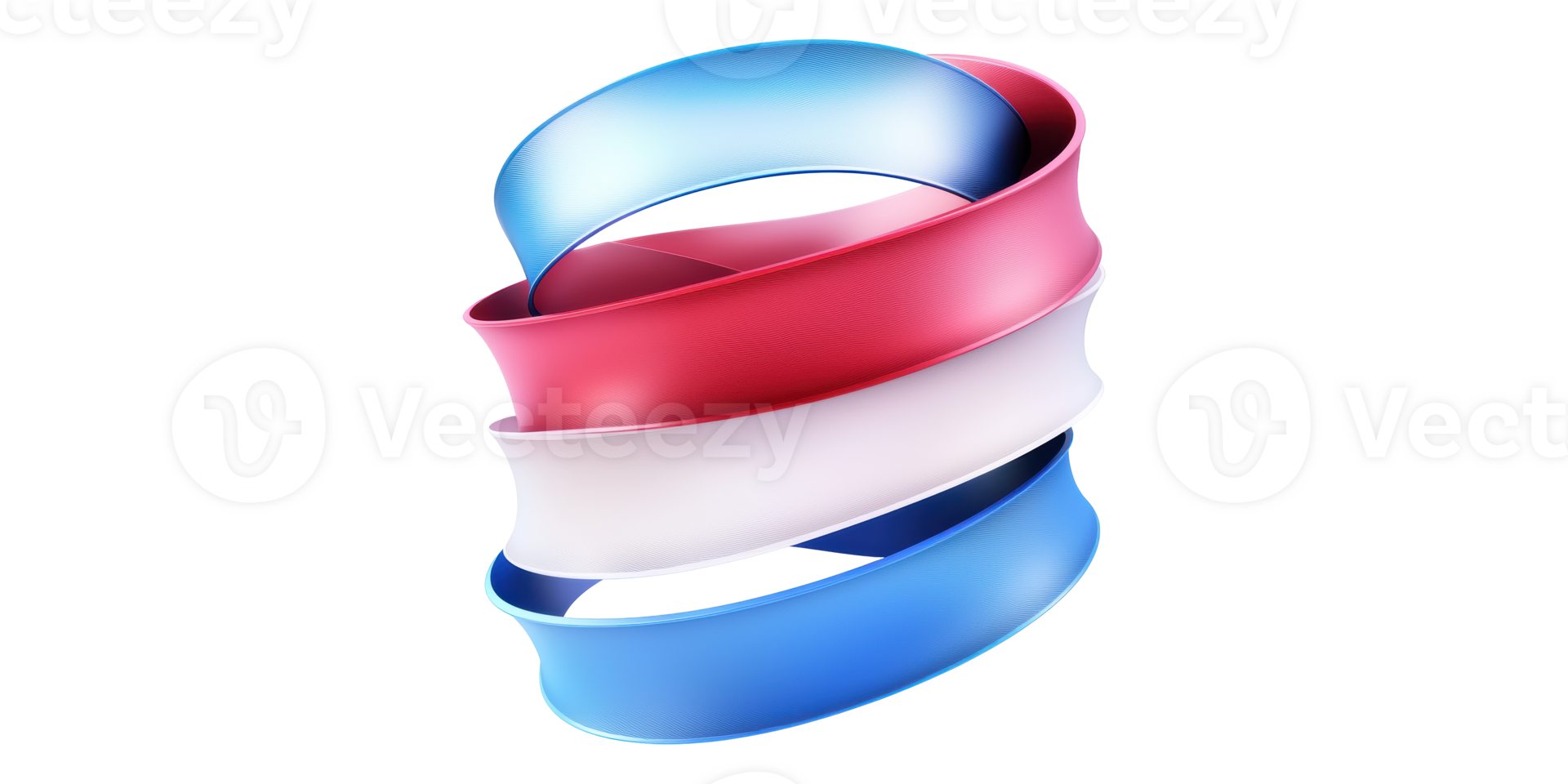 Abstract three-color ribbon swirl isolated on transparent background png