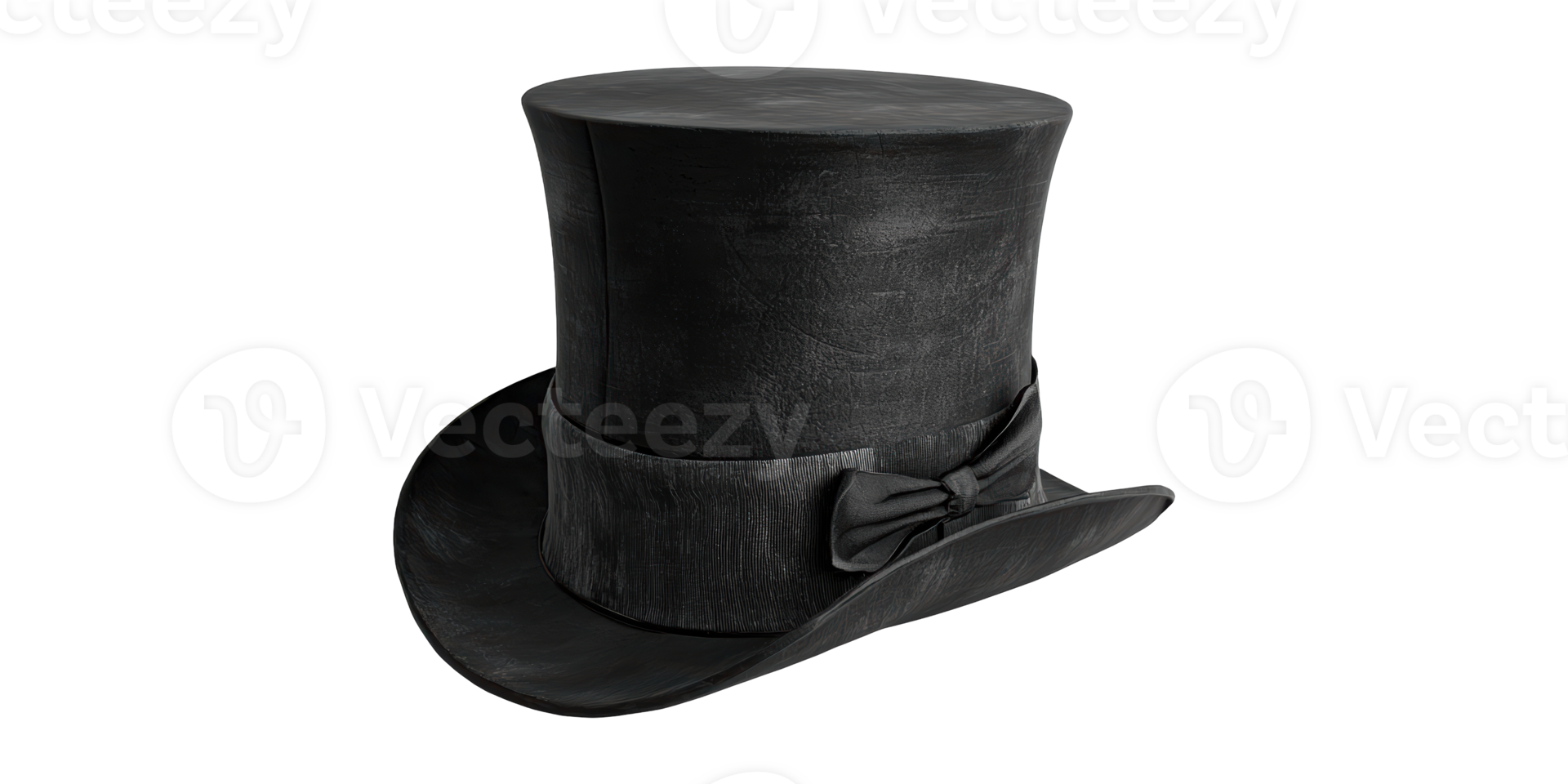 Black top hat with bow isolated on transparent background png