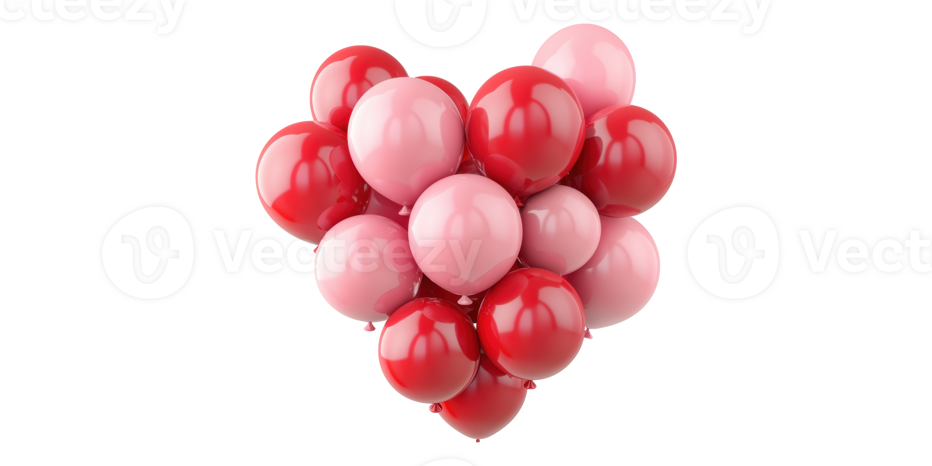 Cluster of red and pink balloons isolated on transparent background png