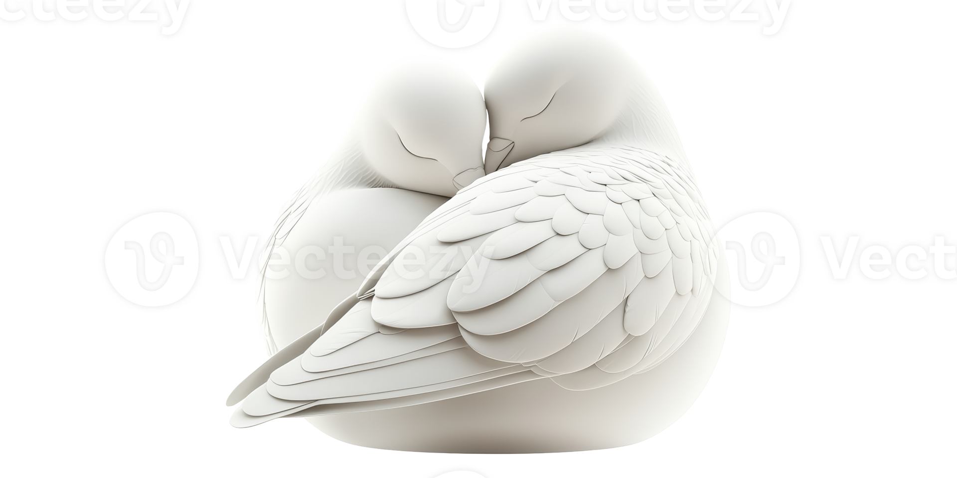 Two white doves embracing isolated on transparent background png