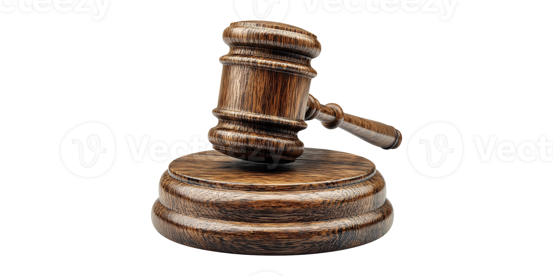 Wooden judge's gavel and block isolated on transparent background png