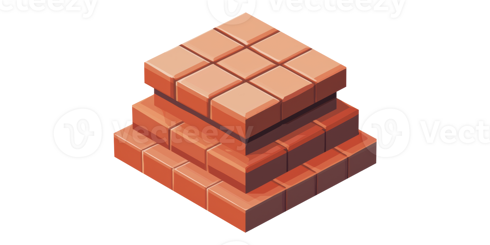 Brown brick pyramid structure isolated on transparent background png