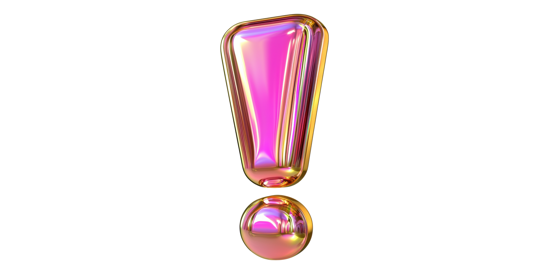 Metallic pink exclamation mark symbol isolated on transparent background png