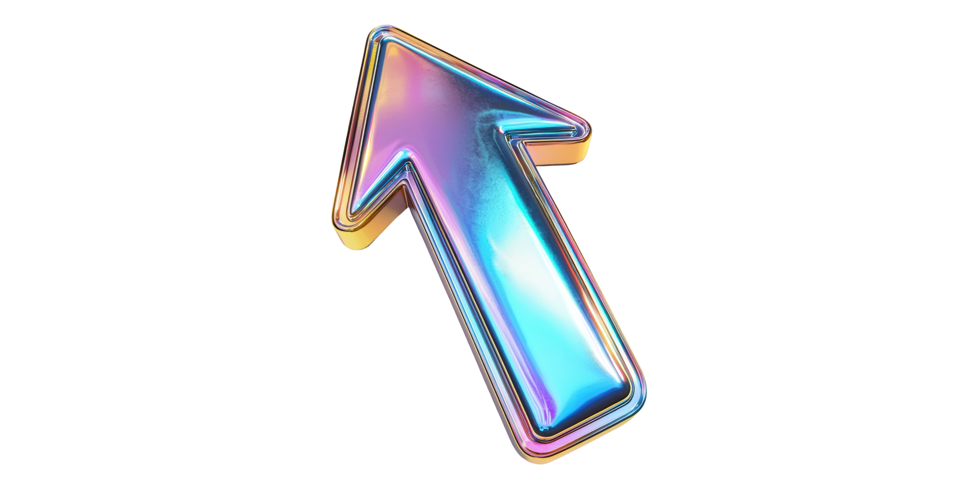 Iridescent upward arrow isolated on transparent background png