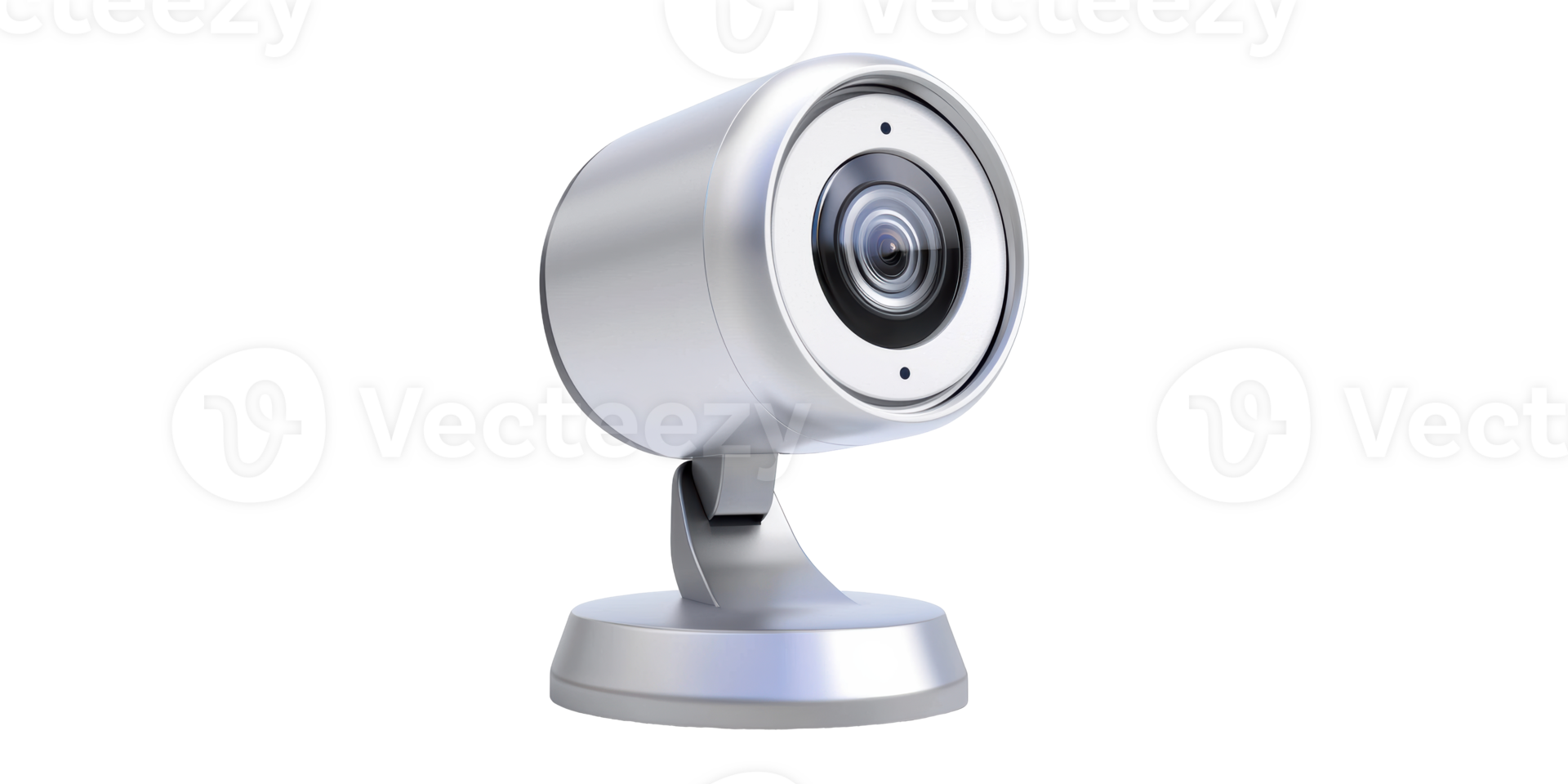 Silver surveillance camera on stand isolated on transparent background png