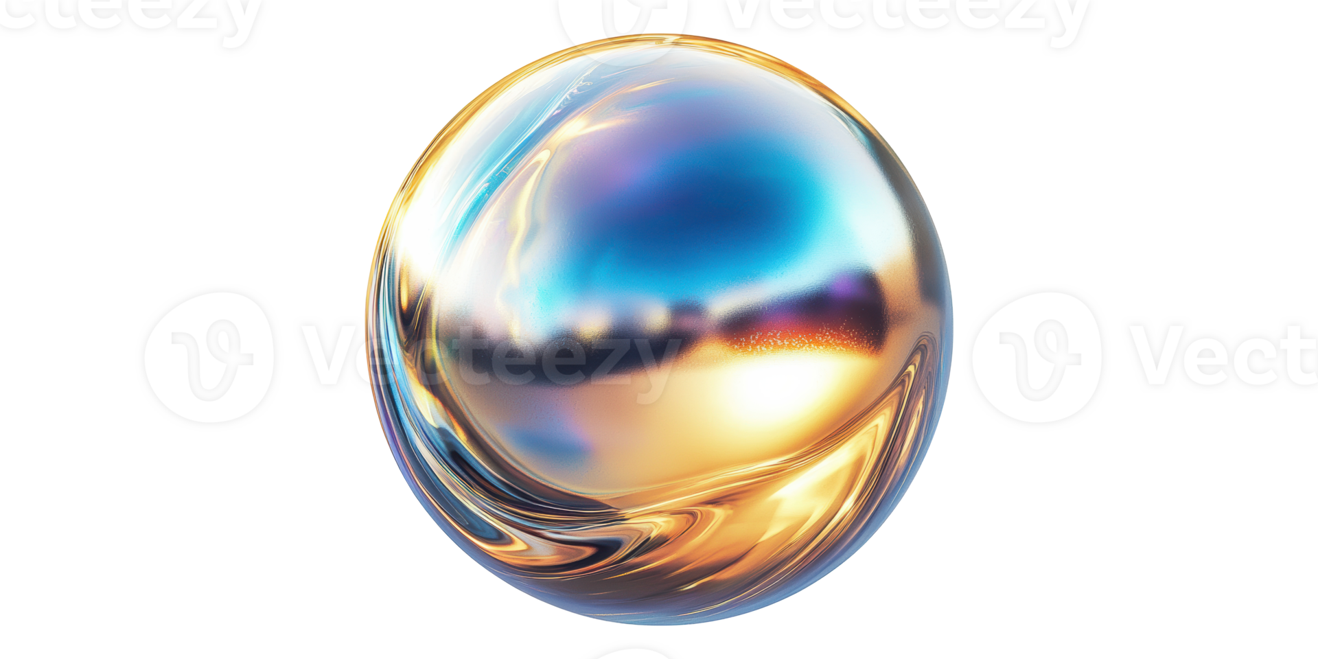 Abstract spherical iridescent orb isolated on transparent background png