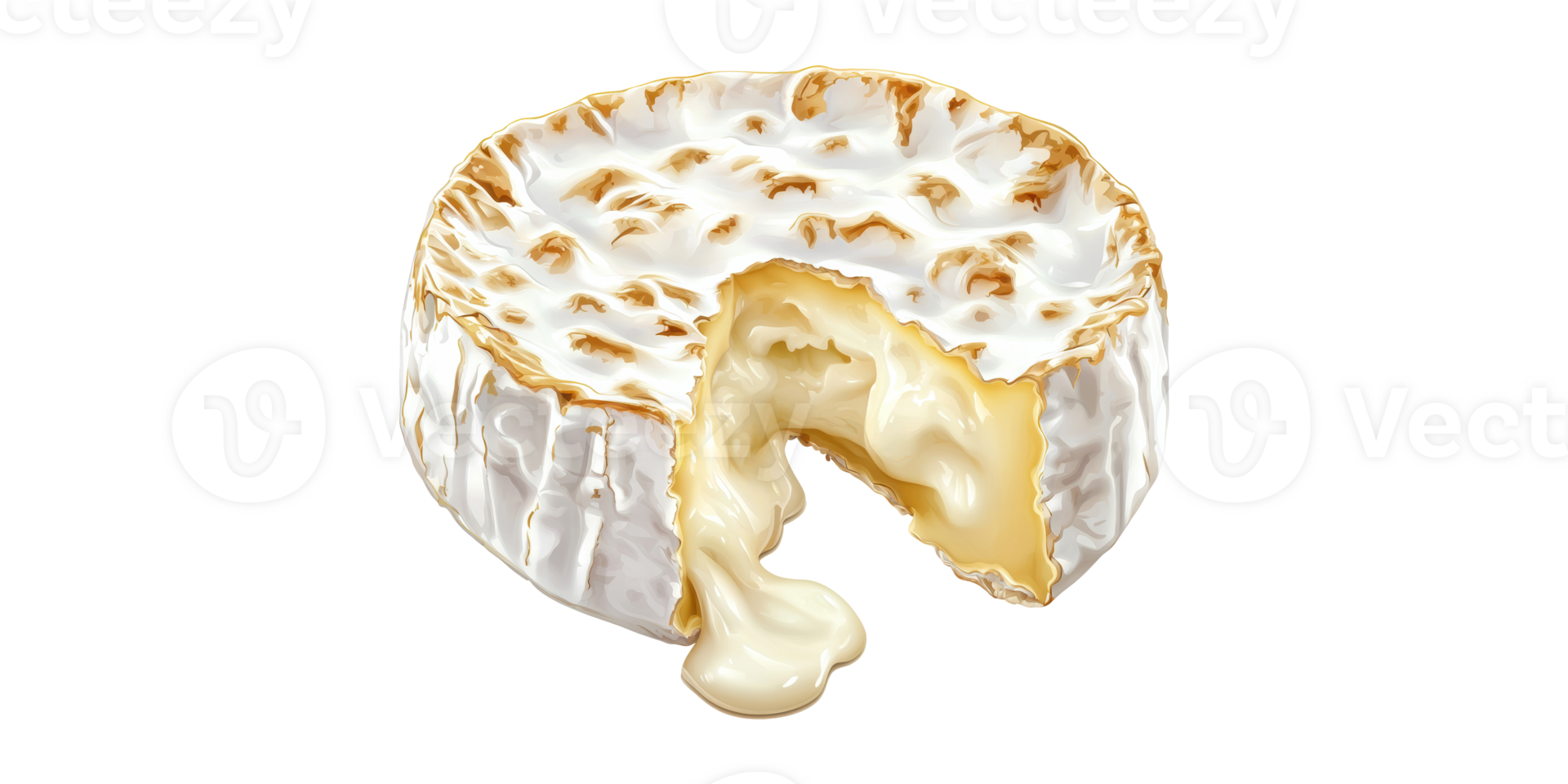 Creamy brie cheese with wedge removed isolated on transparent background png
