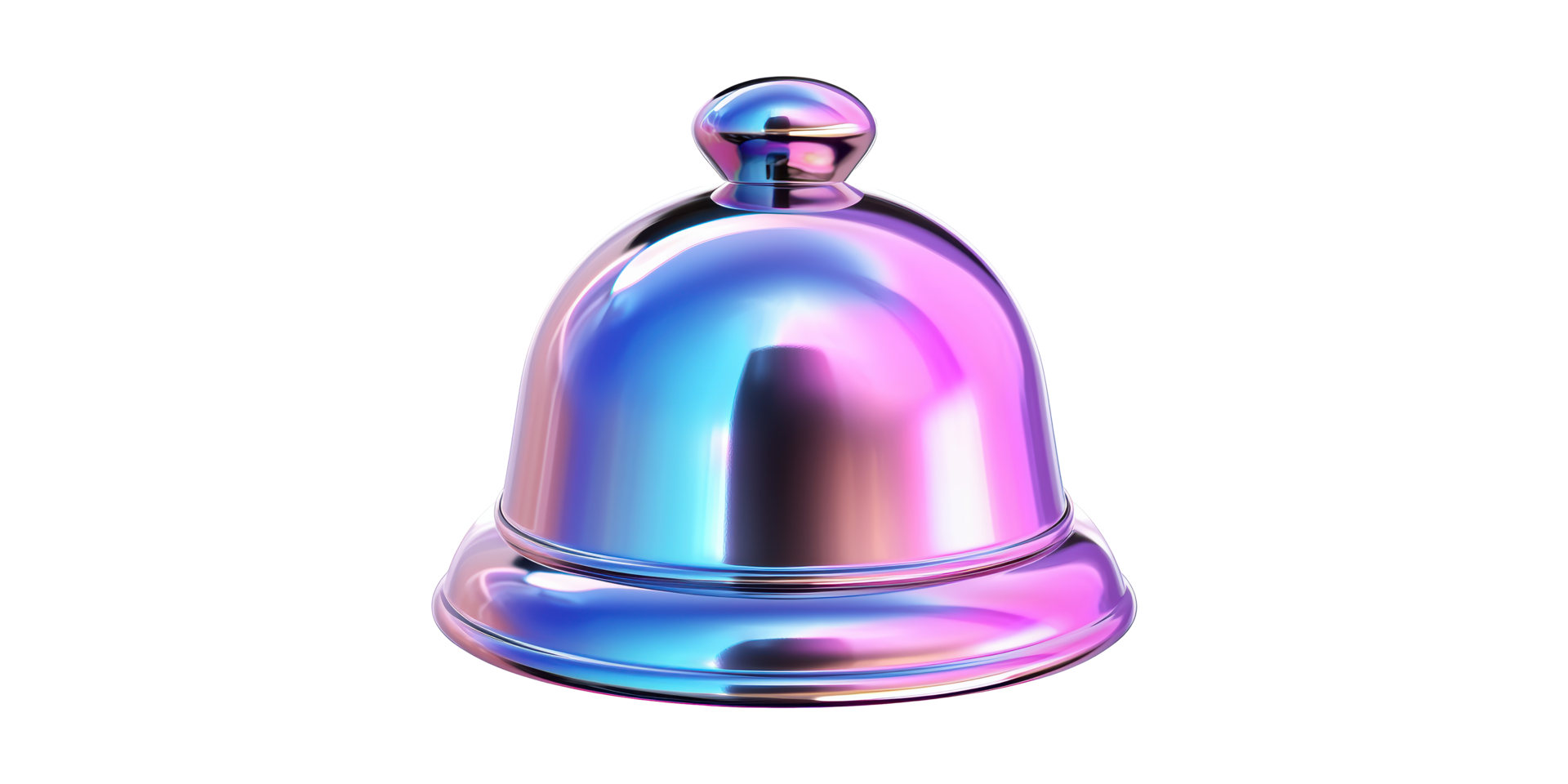 Metallic iridescent service bell isolated on transparent background png
