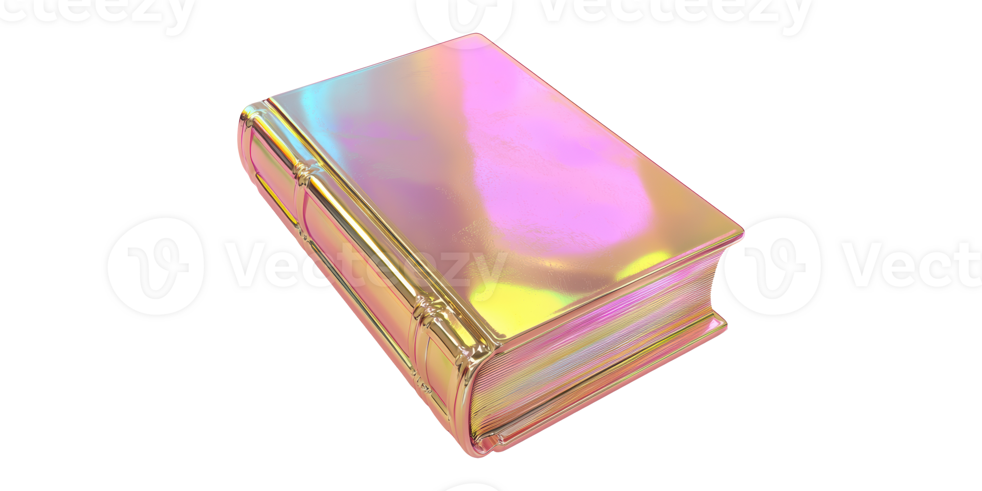 Holographic multicolored book isolated on transparent background png