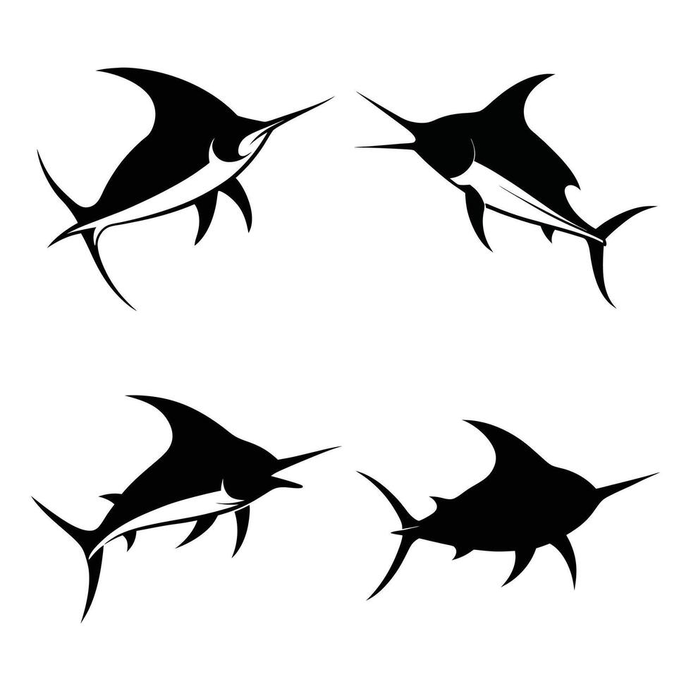 Simple Marlin Illustration Set vector